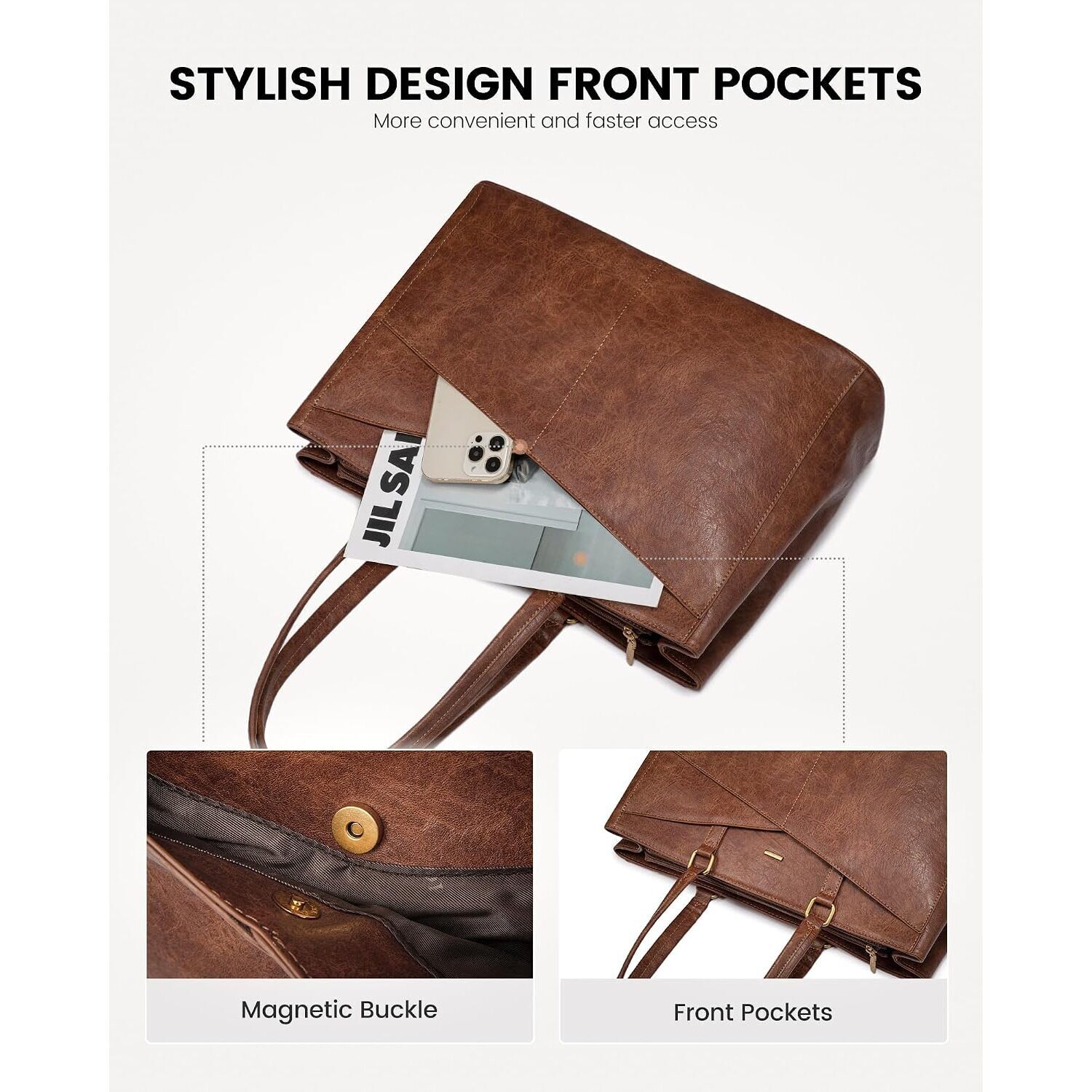 Laptop Bag For Women,15.6 Inch Laptop Tote Bag For Women,Vintage — image 4 of 8